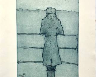 Lot 136	Horst Janssen (German, 1929-1995). Woman Looking Out (1971-72). Etching on Paper.
