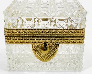 Lot 133	French Faceted Cut Crystal and Bronze Ormolu Baccarat-Style Dresser Box. 