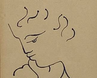 Lot 146	JEAN COCTEAU (French 1889-1963), Profile of a Young Man, ink on paper, signed Jean Cocteau lower left, mid 20th century, in gilt frame