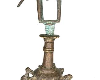 Lot 80	DOGON PEOPLES (Mali, West Africa), Equestrian Figure on Bell Pedestal, lost-wax cast bronze, late 19th to early 20th century