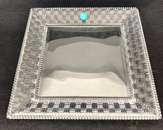 Lot 29	Tiffany & Co. Carved Crystal Square Dish from the Woven Collection with Blue Tiffany & Co. Box (2004).