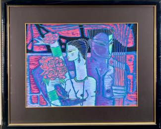 Lot 87	Adrian Wong Shue (Chinese-Jamaican, 1952-2023). Loves Little Gift (1989). Serigraph on Japanese Rice Paper.