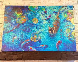 Van Gogh Starry Night w/Cat /lg canvas / 40x60”