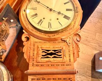Antique c1875 /8 day New Haven Clock / nice cab /with key