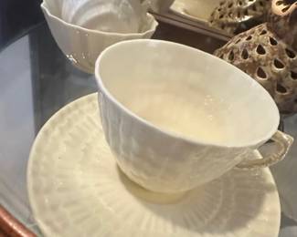 Belleek Ireland Neptune Pattern Teacup and Saucer