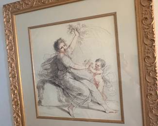 Lady and Cherub Engraving by Francesco Bartolozzi