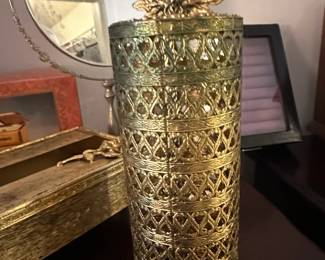 Ornate Victorian Style Metal Hair Spray Can Holder