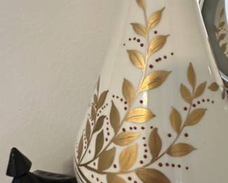 MidCentury Ceramic Table Lamp with Gold Leaf Accents second image