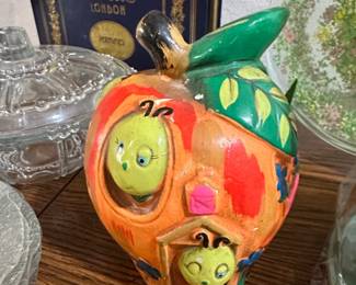 Vintage Ceramic Apple Piggy Bank