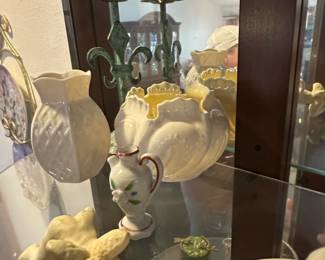 VictorianStyle Candlesticks and Ceramic Pitcher and Vases