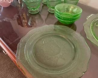 Green Depression Glass Patrician Pattern Serving Set third image