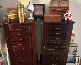 Two Wooden Jewelry Armoires