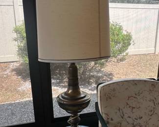 Vintage Stiffel Brass Table Lamp with Urn Base and Drum Shade