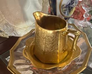 Arzberg Bavaria Gold Gilt Creamer and Saucer Set