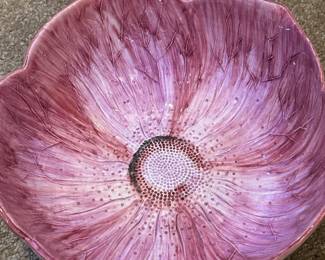 Corn Husk Angel Figurine in Seymour Mann HandPainted Ceramic Flower Bowl second image