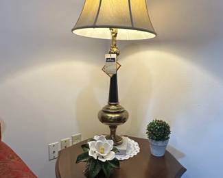 Stiffel Brass and Black Fluted Table Lamp