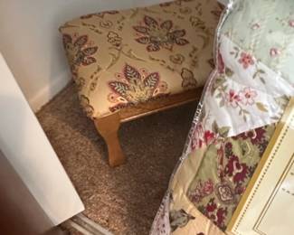 Floral Upholstered Ottoman