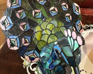 Stained Glass Peacock Lamp