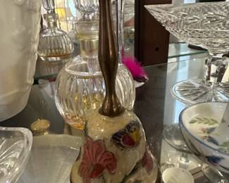 HandPainted Brass Bell with Floral and Butterfly Motif