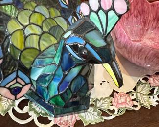 Stained Glass Peacock Lamp second image