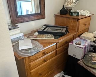Solid Oak Drawer Dresser with Mirror