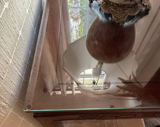 Chinese Rosewood Carved Side Table with Glass Top third image