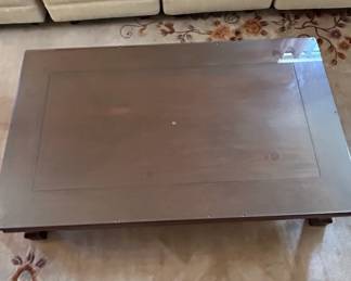 Ming Style Carved Wood and Glass Coffee Table second image