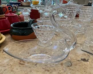 Assorted Crystal Glassware Set with Punch Bowl and Serving Pieces second image