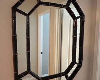 Black Faux Bamboo Octagonal Mirror