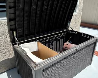 Suncast Gallon Resin Wicker Outdoor Patio Storage Deck Box second image