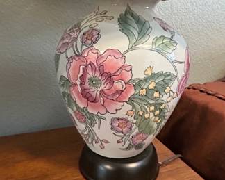 Pair of Vintage Chinoiserie Ginger Jar Table Lamps with Floral Motif third image