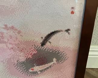 Completed Diamond Painting of Koi Fish and Cherry Blossoms second image