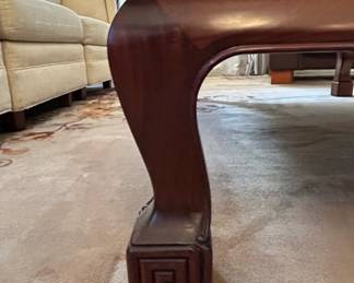 Ming Style Carved Wood and Glass Coffee Table fourth image