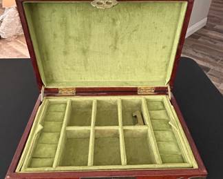 Vintage Chinese Rosewood Jewelry Box with Ornate Brasswork third image