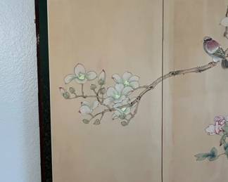FourPanel Japanese Screen Painting with Birds and Blossoms second image