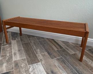 MidCentury Modern Teak Slatted Bench