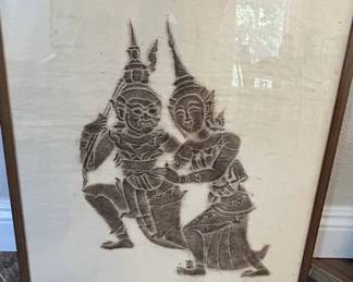 Vintage Thai Temple Rubbing Art