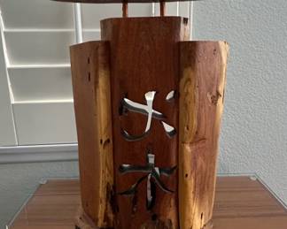 Japanese Kanji Wood Sculpture second image