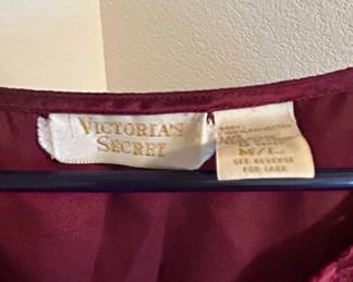 Victorias Secret Burgundy Satin Lace Trim Nightgown second image