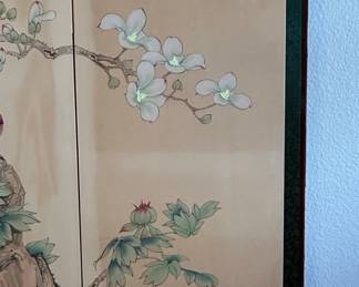 FourPanel Japanese Screen Painting with Birds and Blossoms fourth image