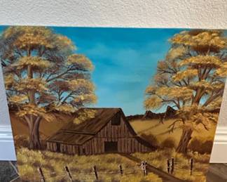 Barn Landscape Painting by Everett Woodson