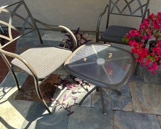 Metal Patio Set with Glass Top Table