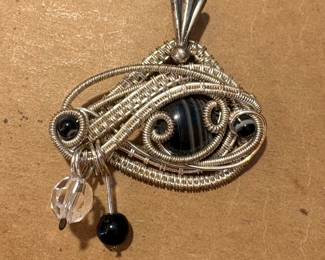 Artisan wire wrapped Pendant Sterling 925 Bale