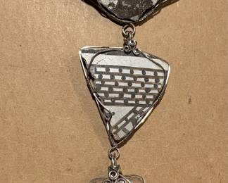 Wire-wrapped Anasazi Pottery Shards Statement Pendant 9” long. 1-of-a-kind! Artisan!