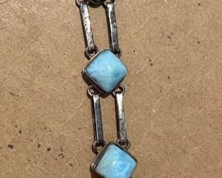 Sterling & Larimar Stone Bracelet