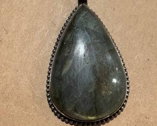Vintage Labradorite Pendant set in Silver 2.5”
