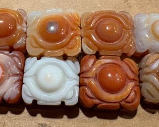 Carved Carnelian Beads 8 pcs