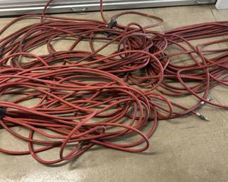 Lot #22 Lot of 3 Ingersoll Rand Red Rubber Air Hoses with Quick Connect Fittings
