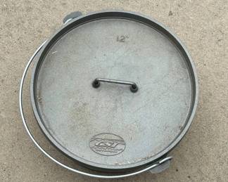 Lot #145 GSI Outdoors 12" Cast Iron Camp Dutch Oven with Lid Bail Handle Campfire Cook