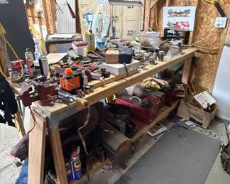 Lot #129 Massive Workshop Lot Hand Tools Power Tools Hardware WD-40 Clamps Toolboxes